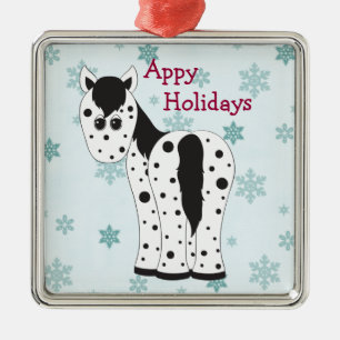 Ornement Carré Argenté Appaloosa Horse Ornament