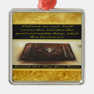 Ornement Carré Argenté Appelle-moi, et je répondrai à Jérémie 33:3