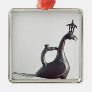 Ornement Carré Argenté Aquamanile sous forme de paon