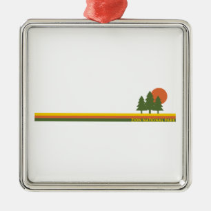 Ornement Carré Argenté Arbres de pin du parc national de Zion sous le sol