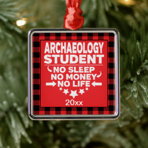 Ornement Carré Argenté Archéologie College Étudiant Red Plaid Xmas