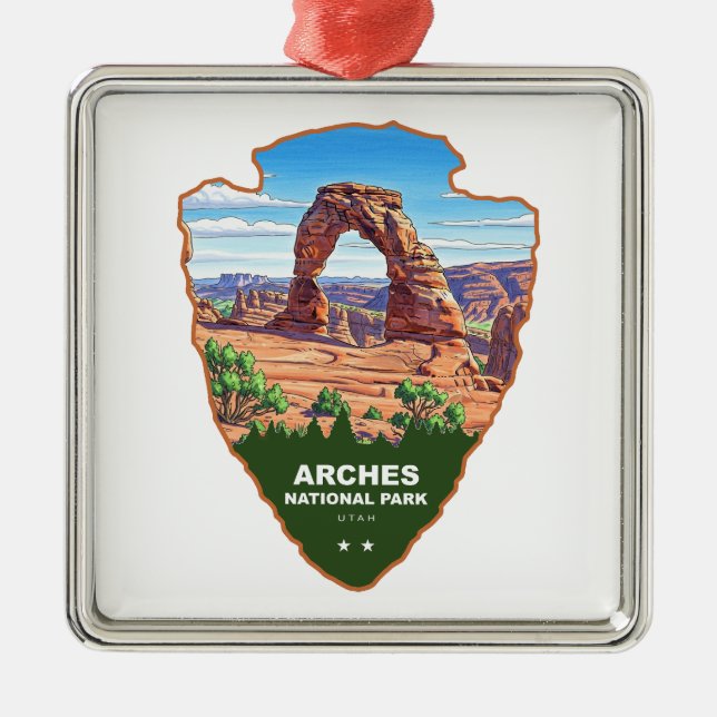 Ornement Carré Argenté Arches National Park Utah Arrowhead (Devant)