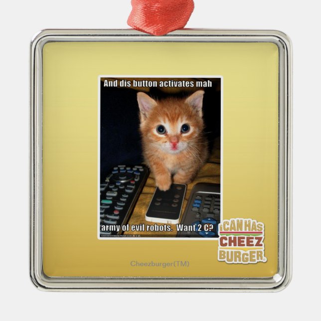 Ornement Carré Argenté Armée des robots malfaisants (Devant)