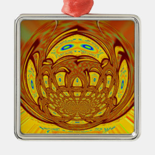 Ornement Carré Argenté Art de baseball jaune doré Imprimer