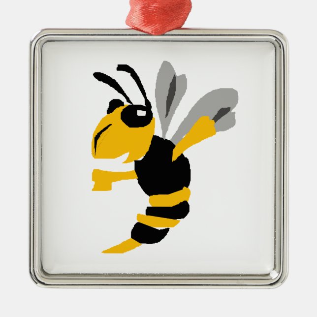 Ornement Carré Argenté Art drôle de primitif de guêpe (Devant)