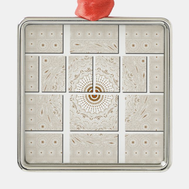 Ornement Carré Argenté Art Motif Africain Traditionnel Motif Motif Mosaïq (Devant)