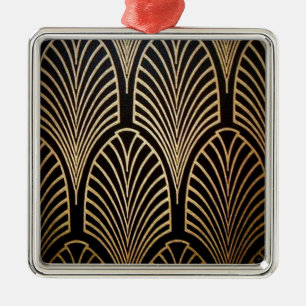 Ornement Carré Argenté Art nouveau, art déco, ventilateur motif, bronze, 