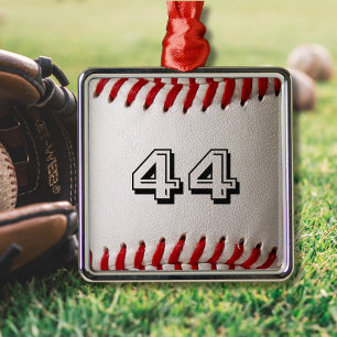 Ornement Carré Argenté Art personnalisé de numéro de baseball – Photo de