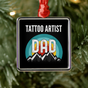 Ornement Carré Argenté Artiste de tatouage papa, Fête des pères 2021 Ca