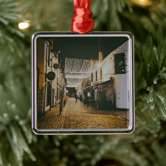 Ornement Carré Argenté Ashton Lane, Glasgow, Écosse (Arbre)