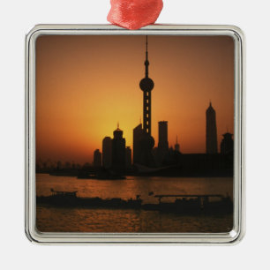 Ornement Carré Argenté ASIE, Chine, Shanghai Vue de la télévision Orien