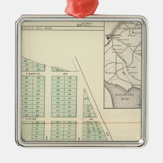 Ornement Carré Argenté Association de terre de Brighton, lac contigu (Devant)