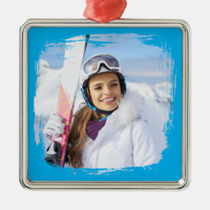 Ornement Carré Argenté Azure Modern Grunge Frontière Photo