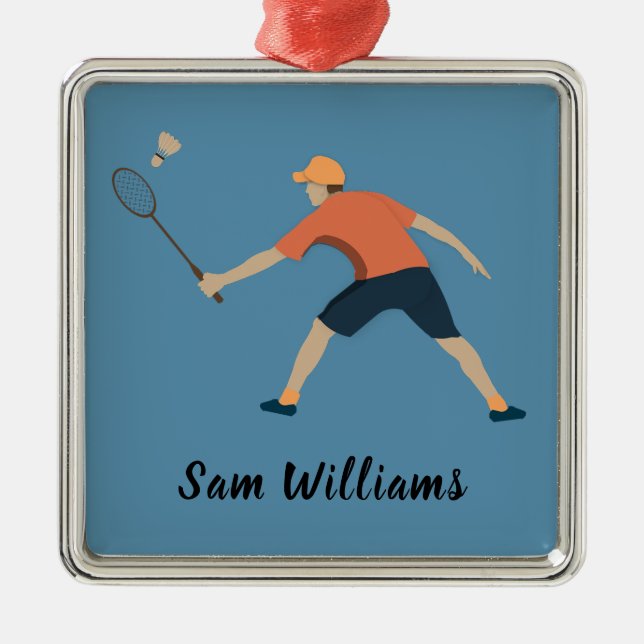 Ornement Carré Argenté Badminton (Devant)