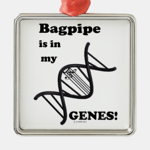 Ornement Carré Argenté Bagpipe est dans mes gènes