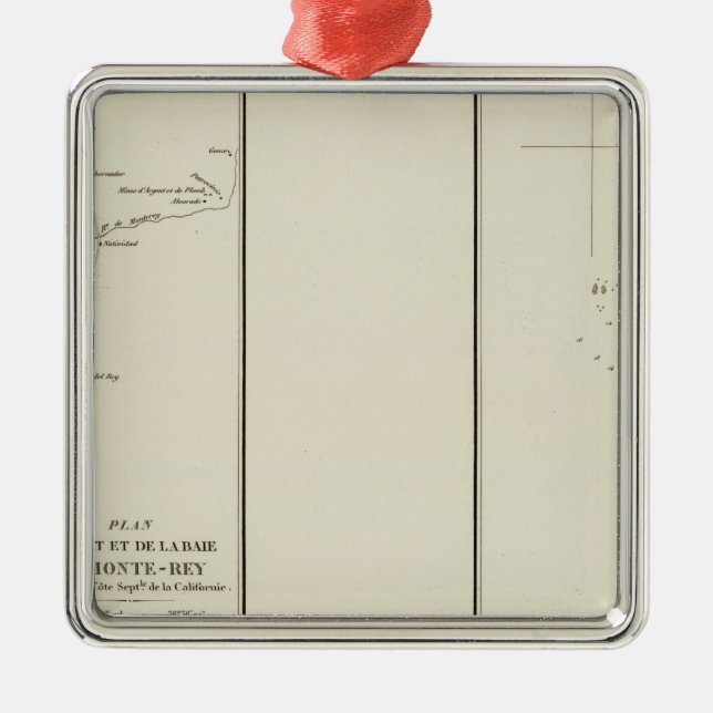 Ornement Carré Argenté Baie de Monterey, la Californie (Devant)