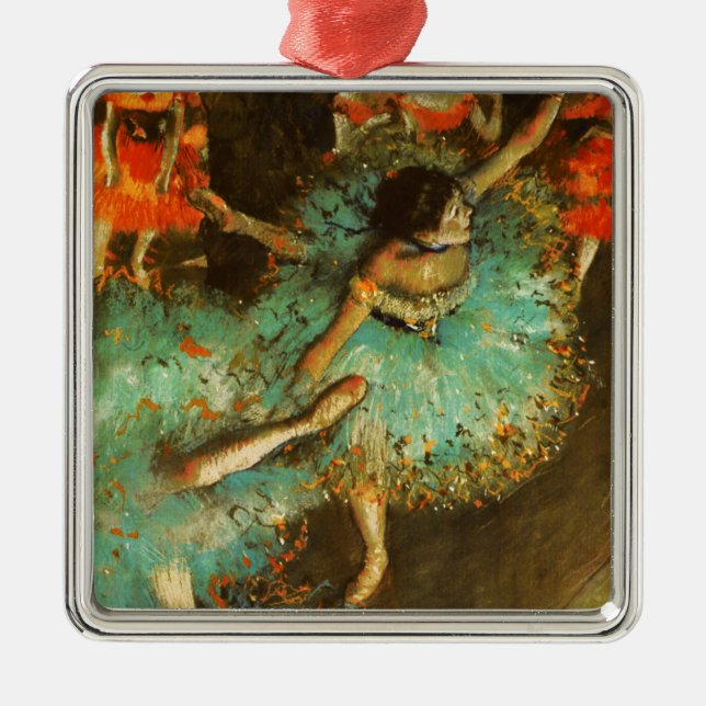 Ornement Carré Argenté Ballerina Dance Green Dancer Edger Degas Peinture (Devant)