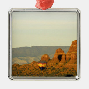 Ornement Carré Argenté Ballons à air chaud à Sedona, Arizona, États-Unis.