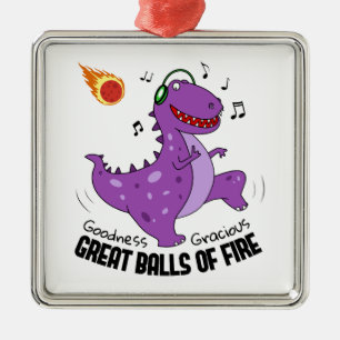 Ornement Carré Argenté Ballons De Feu Dinosaure Meteor