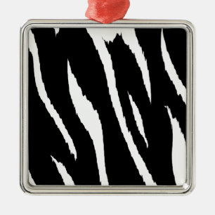 Ornement Carré Argenté Bande noire et blanche