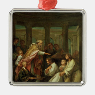 Ornement Carré Argenté Baptême de St Augustine