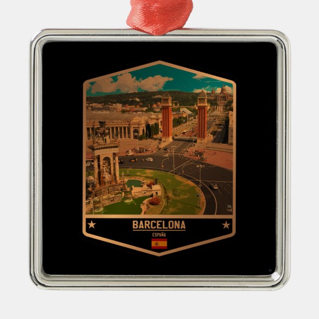 Ornement Carré Argenté Barcelone (Devant)