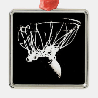 Ornement Carré Argenté Basket-ball Black White Pop Art