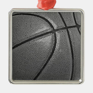 Ornement Carré Argenté Basket-ball en niveaux de gris