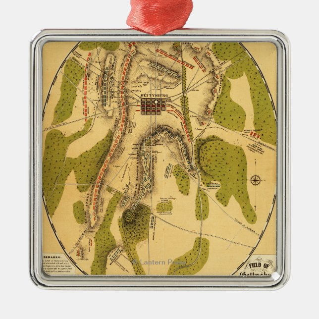 Ornement Carré Argenté Bataille de Gettysburg 7 (Devant)