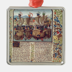 Ornement Carré Argenté Bataille d'Ecluse, de 'Chronicle de Froissart