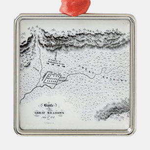 Ornement Carré Argenté Bataille des grands prés, le 3 juillet 1754