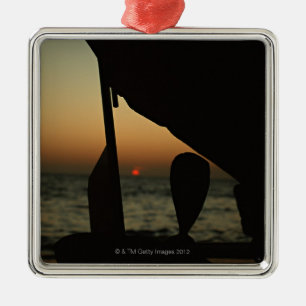 Ornement Carré Argenté Bateau