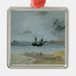 Ornement Carré Argenté Bateau de Joseph Mallord William Turner échoué