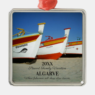 Ornement Carré Argenté Bateaux de pêche sur la plage de l'Algarve Photo