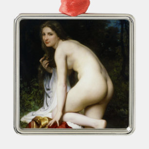 Ornement Carré Argenté Belle Bête Femelle (par Bouguereau)