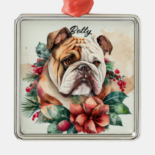 ORNEMENT CARRÉ ARGENTÉ BELLE COULEUR D'EAU DOG DOG SNOWWING FACE