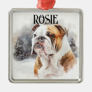 ORNEMENT CARRÉ ARGENTÉ BELLE FAÇON DE COULEUR D'EAU BULLDOG