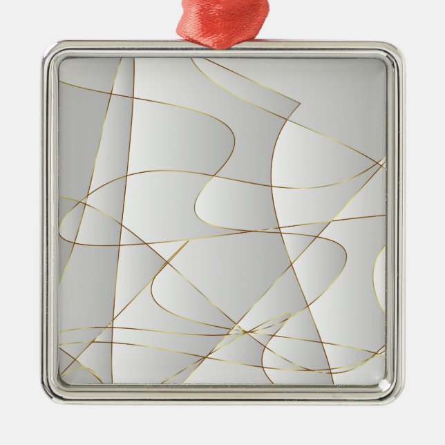 Ornement Carré Argenté Belles lignes d'or (Devant)