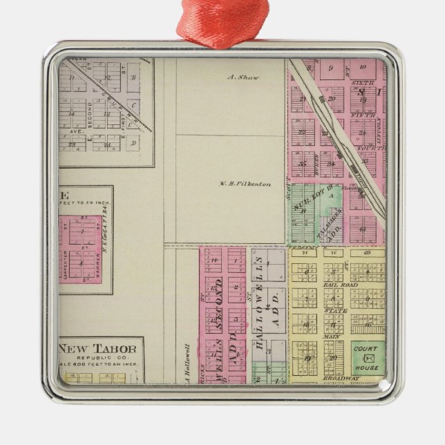 Ornement Carré Argenté Belleville, Talmage, Harbine, Elgo, le Kansas (Devant)