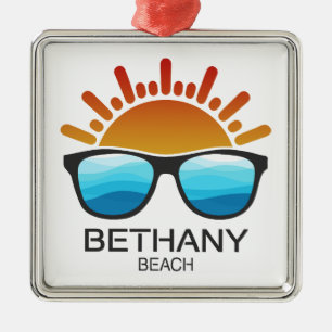Ornement Carré Argenté Bethany Beach Delaware Lunettes de soleil