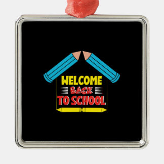 Ornement Carré Argenté Bienvenue À L'École