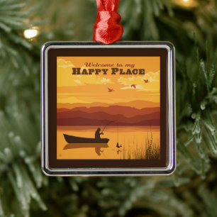 Ornement Carré Argenté Bienvenue À Mon Happy Place