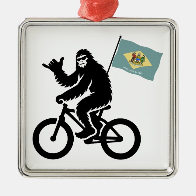 Ornement Carré Argenté Bigfoot Cycling Delaware Flag (Devant)