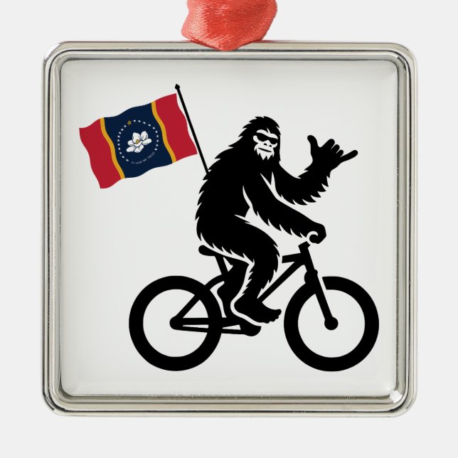 Ornement Carré Argenté Bigfoot Cycling Mississippi Flag (Devant)