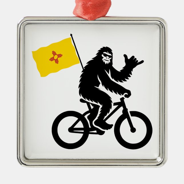 Ornement Carré Argenté Bigfoot Cycling New Mexico Flag (Devant)