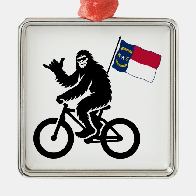 Ornement Carré Argenté Bigfoot Cycling North Carolina Flag (Devant)