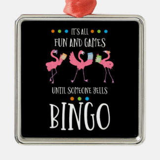 Ornement Carré Argenté Bingo Player, Flamingo, Bingo Balls
