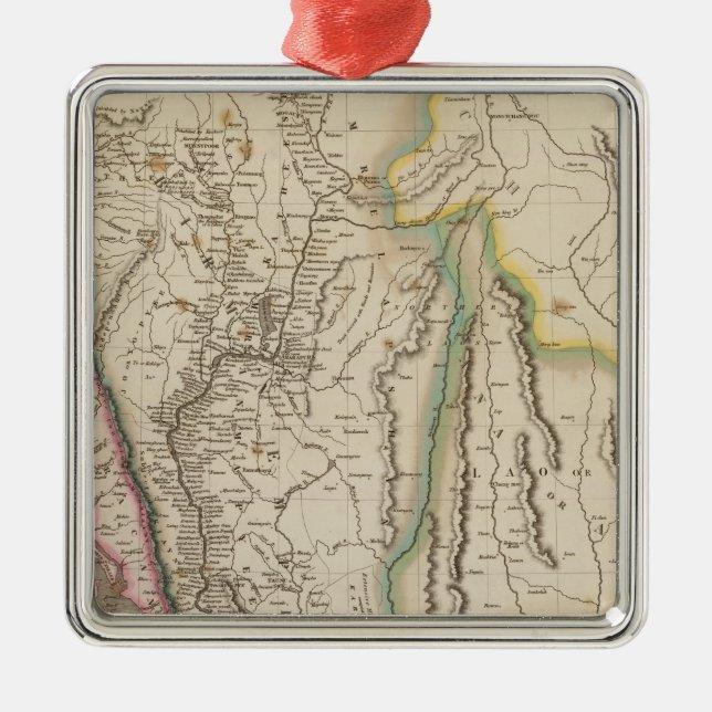 Ornement Carré Argenté Birmah, Anam, Siam, Thaïlande (Devant)