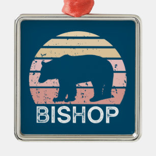 Ornement Carré Argenté Bishop California Retro Bear
