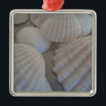 Ornement Carré Argenté Blanc gris, Coquillages, Sea Shell Summer Beach Lo<br><div class="desc">Blanc gris,  Coquillages,  Sea Shell Summer Beach Love</div>